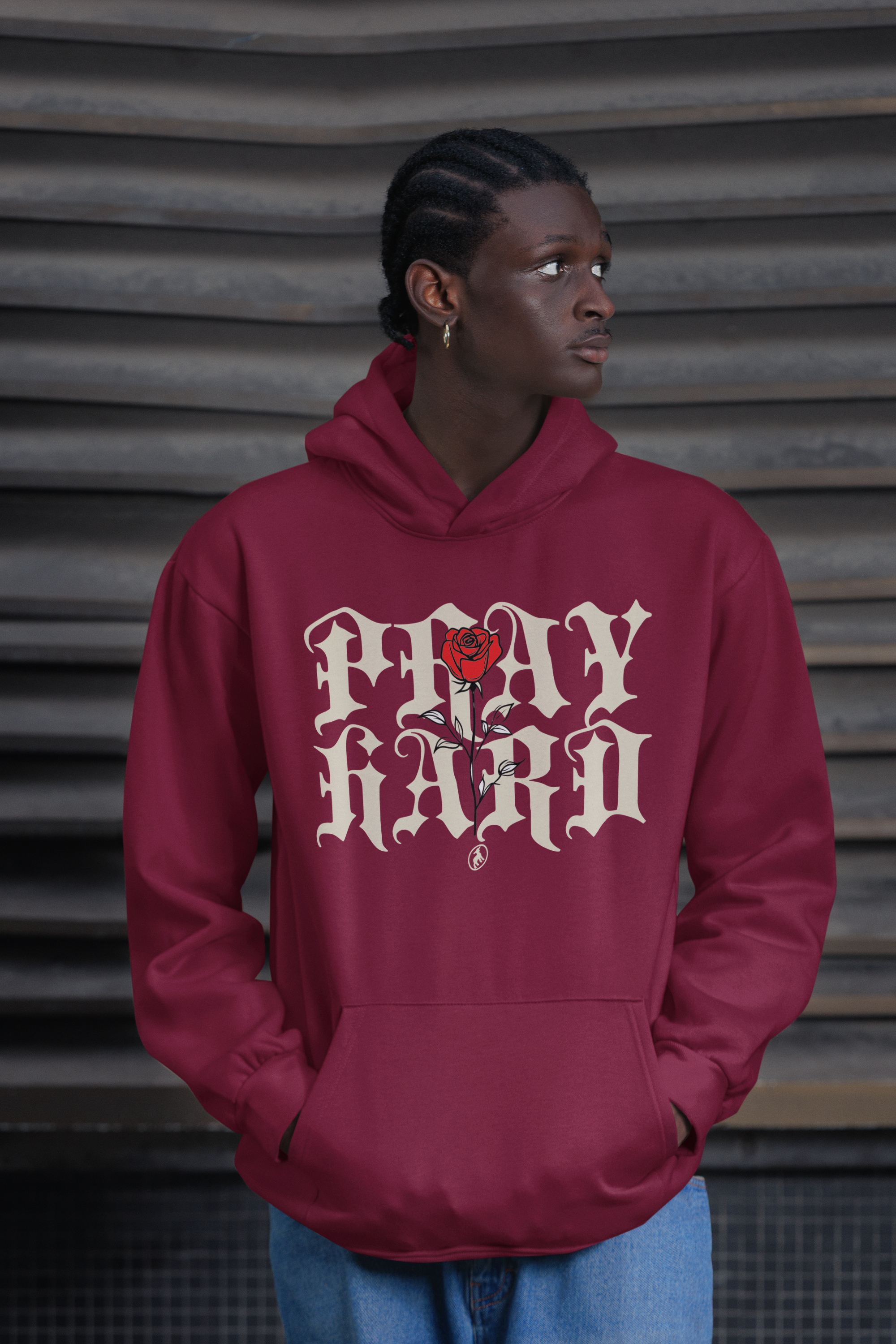 "Pray Hard" Creme Hoodie